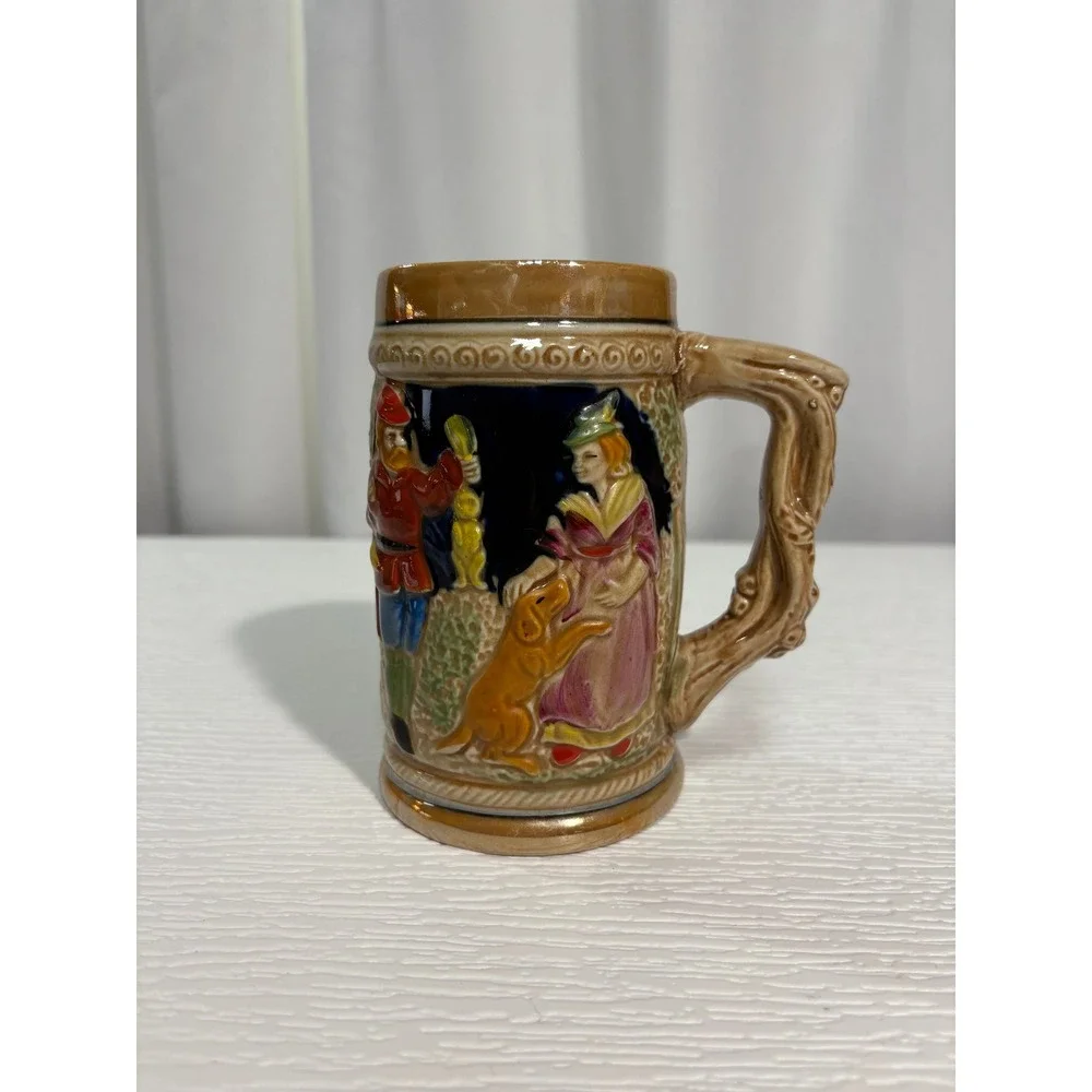Vintage Ceramic Beer Stein Made in Japan Alpine Cabin Relief Scene Mug S0035